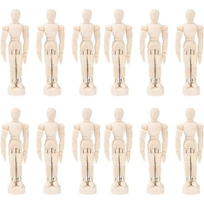 ABCISI 12PCS Artists Wooden Manikin Jointed Mannequin, Drawing Figure Model 4.5 Inches Wooden Mannequin Artist Manikin with Stand for Drawing or Desktop Decor