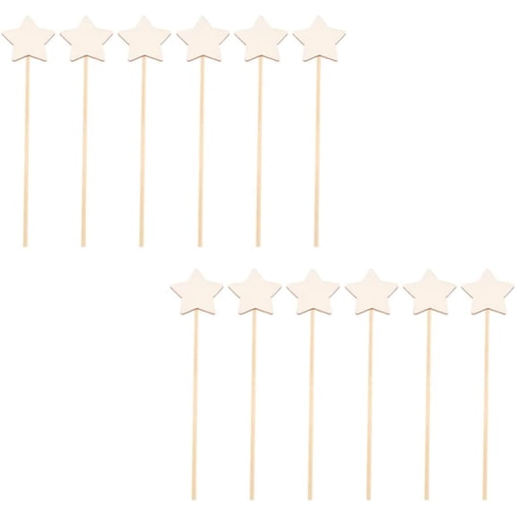 ABCISI 12Pcs DIY Fairy Wand, Unfinished Star-Shaped Fairy Wands, DIY Painting Sticks Blank Sticks, Make Your Princess Toy for Kids Girls, DIY Paint Crafts DIY Sticks