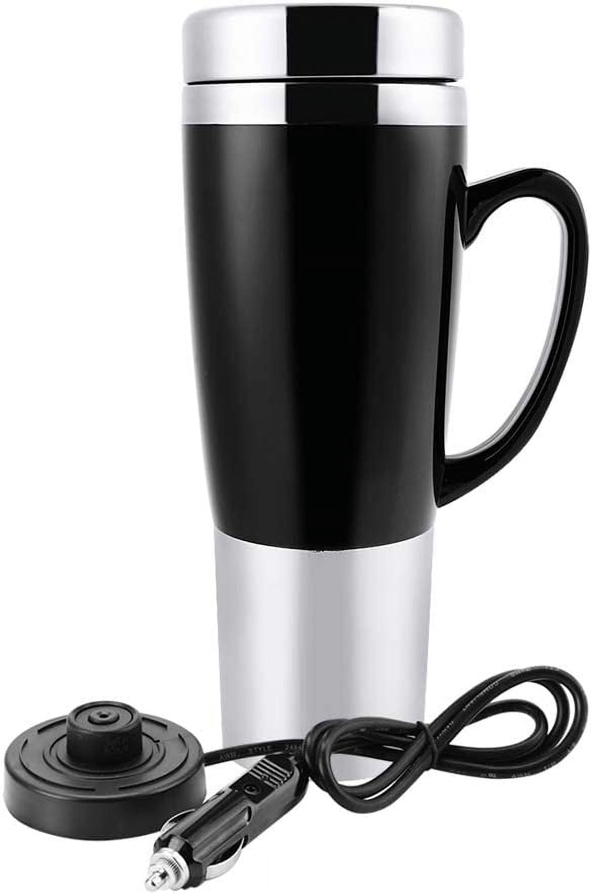 ABCISI 12V Car Kettle Boiler - 450ml Electric Water Insulated Car Mug - Travel Heating Cup Kettle - Car Heating Travel Cup for Hot Coffee/Milk/Tea(Black)