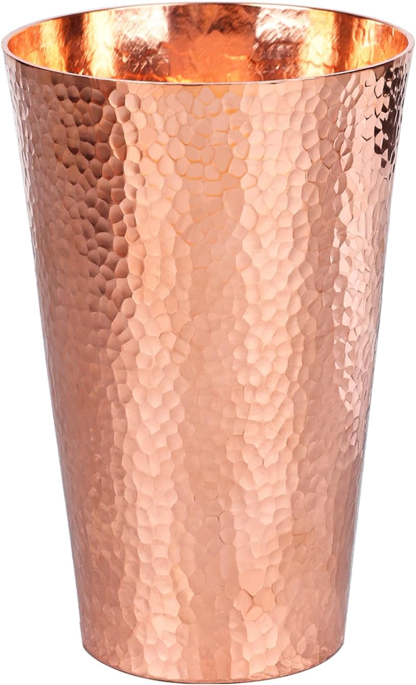 ABCISI 13 Ounce Pure Copper Cup for Wine & Water, Hand-Hammered Texture Solid Copper Water Bottle, Elegant & Durable Drinking Glass, Ideal for Bars, Exercise, Camping and Daily Use