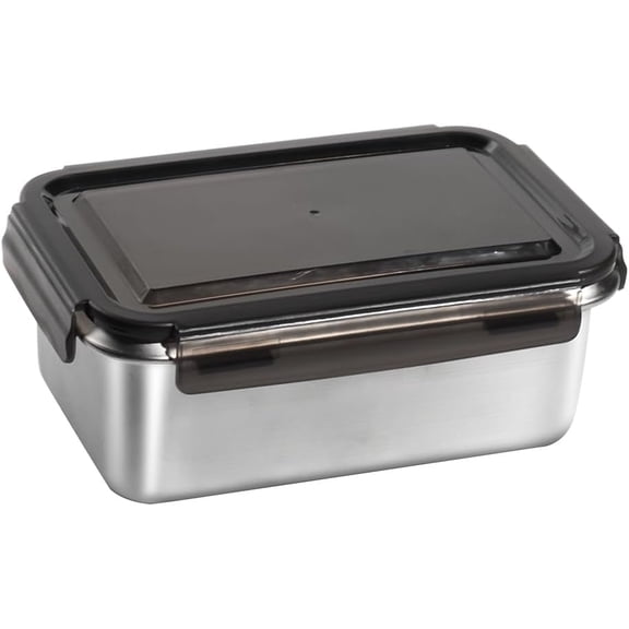 ABCISI 18/10 Stainless Steel Freezer Storage Containers With Lids, 47oz Rectangular Leakproof Airtight Food Container for Pickle/Salad/Fruit, Metal Meal Prep Containers (1400ml)