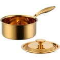 thumbnail image 1 of ABCISI 18/8 Stainless Steel Saucepan, 2.5 Quart Gold Pan with Heat Resistant Long Handle, 3-Layer Multipurpose Cookware Pot, Compatible Stovetops: Gas, Electric, Dishwasher Safe, 1 of 8