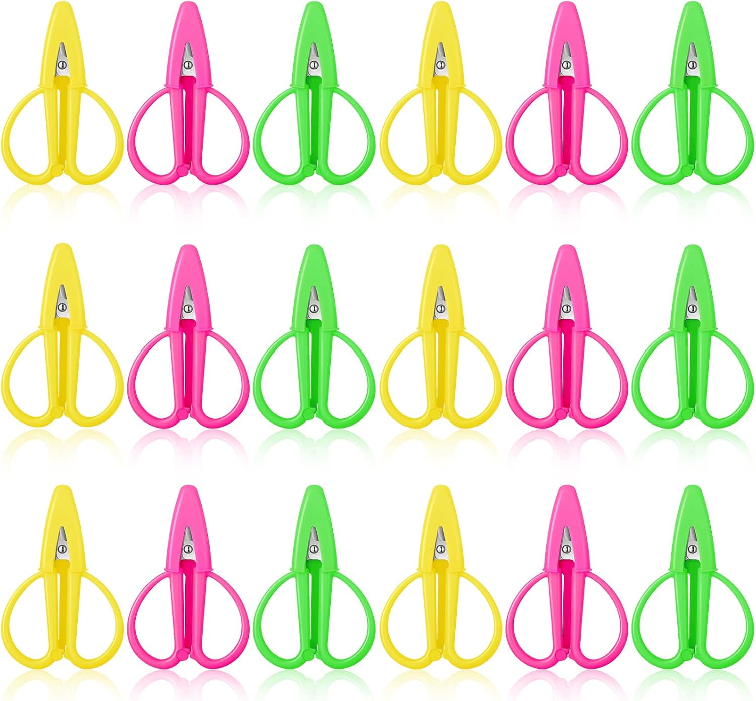 ABCISI 18 Pcs Small All Purpose Scissors, Colorful Stainless Steel Sharp Mini Craft Scissors Bulk with Protective Cover for Embroidery, Paper Cutting, Sewing, Knitting, Crafting, 2.56 x 1.65 Inch