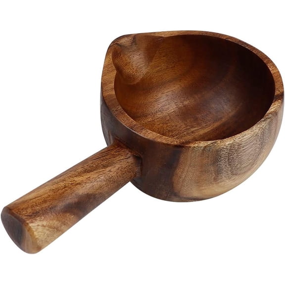 ABCISI 1Pcs Wooden Ladle Spoon, Japanese Style Water Ladle - Natural Wood Retro Water Dipper with Handle, Versatile Use for Kitchen Gardening Sauna Bath Tea