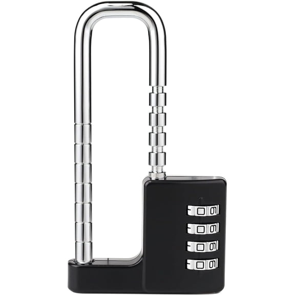 ABCISI 1pc Adjustable Shackle Lock - Code Long Combination Padlock for Gym & School Lockers, Child Proof Sliding Code Locks Baby Safety U Shaped for Drawers & Closet, Black