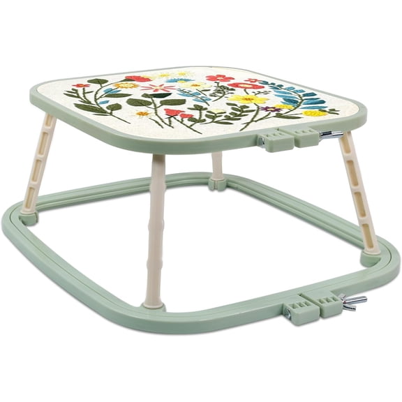 ABCISI 2-Layer Embroidery Frame Stand, Adjustable Trapezoid Hoop Holder for Cross Stitch, Needlework, Quilting, Sewing Crafts, Durable Plastic Hoops for Lap and Table, Only Hoop Holder, Green | Large