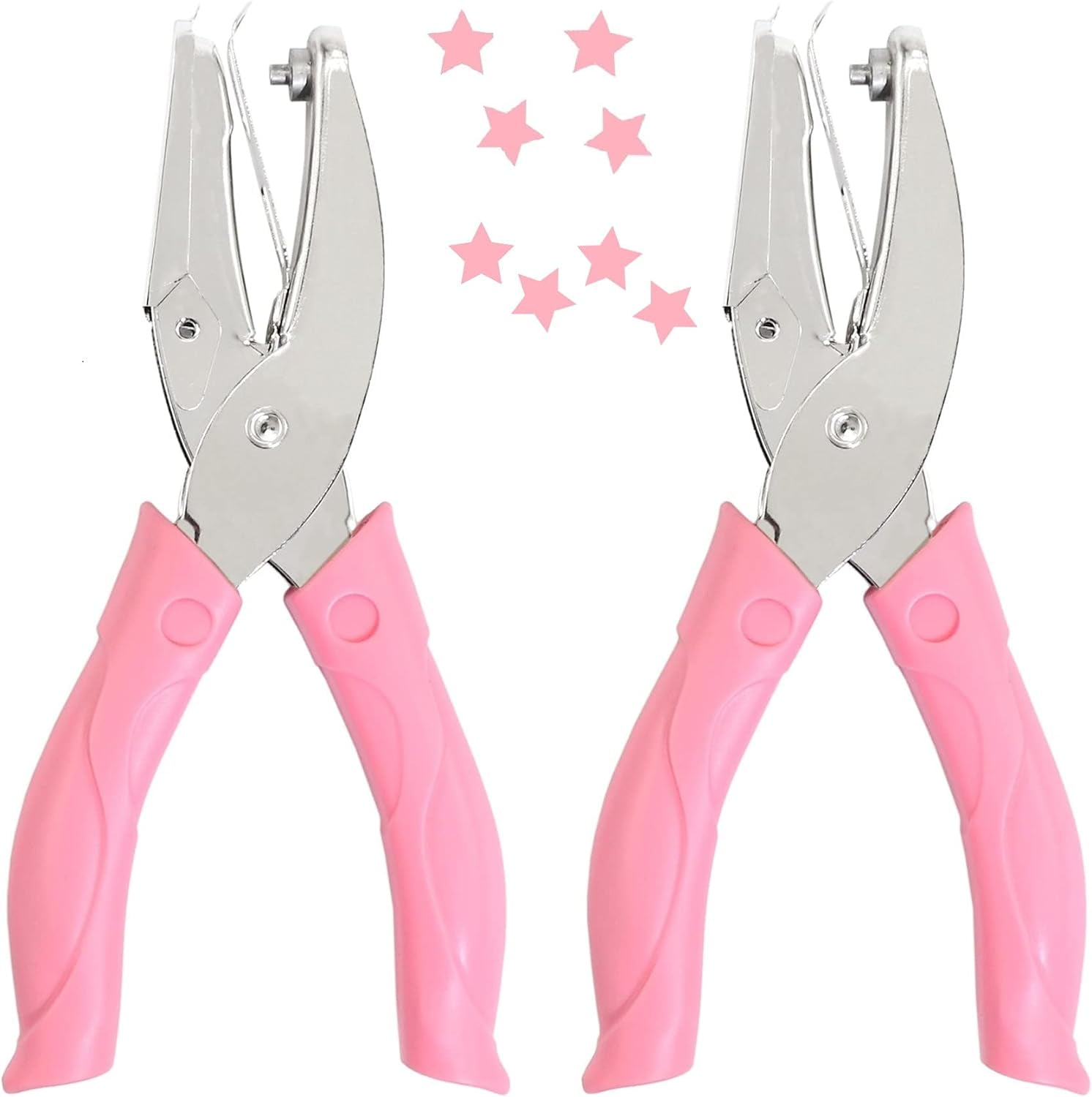 ABCISI 2 Pack 1/4 Inch Star Shaped Metal Single Handheld Paper Hole Puncher, Star Hole Punch with Soft-Handled for Tags Clothing Ticket, Ideal in Craft Projects for functional and Decorative Purposes