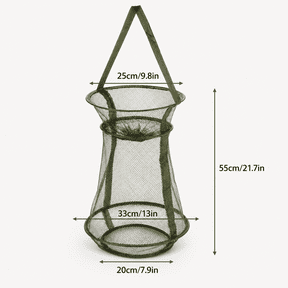 ABCISI 2 Pack Collapsible Fish Baskets, Mesh Fish Trap Portable Fish Cage, Foldable Fishing Keep Net for Keeping Fish Alive, Bait Storage Crayfish Crab Minnows Shrimps Lobsters