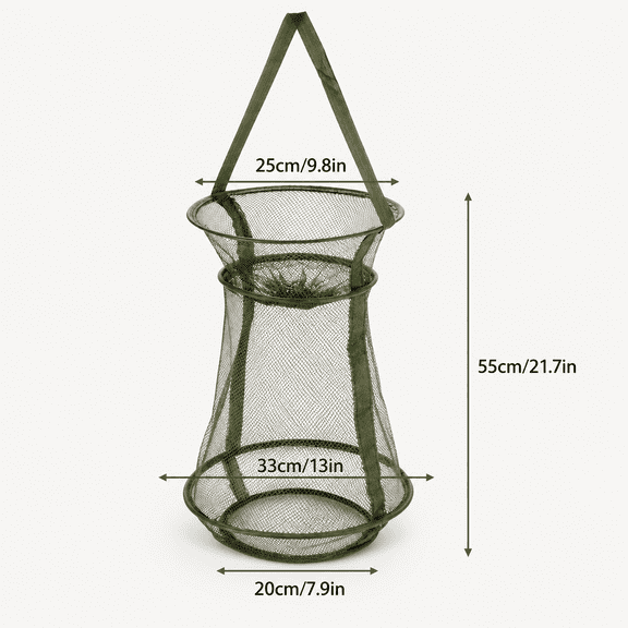 ABCISI 2 Pack Collapsible Fish Baskets, Mesh Fish Trap Portable Fish Cage, Foldable Fishing Keep Net for Keeping Fish Alive, Bait Storage Crayfish Crab Minnows Shrimps Lobsters