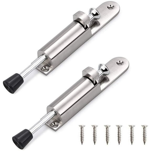 ABCISI 2 Pack Kickdown Door Stop, Stainless Steel Easy Step Door Stopper Spring Loaded Telescopic Door Stopper, Adjustable Door Locks Holder Stop/Release by Foot