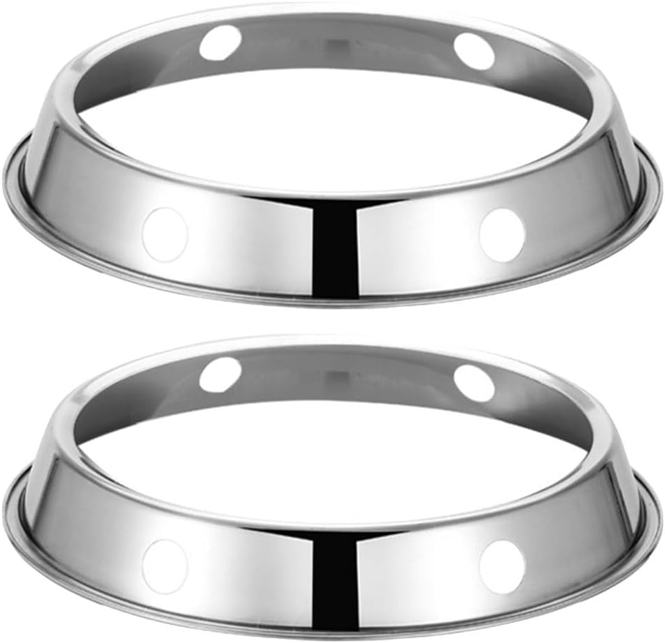 ABCISI 2 Pack Stainless Steel Wok Rings for Gas Stove, Durable Pot Holder Set, Universal Wok Ring Stand Fits Most Home Kitchens & Restaurants, Heat Resistant Cooking Rack for Wok and Frying Pan,9.2in