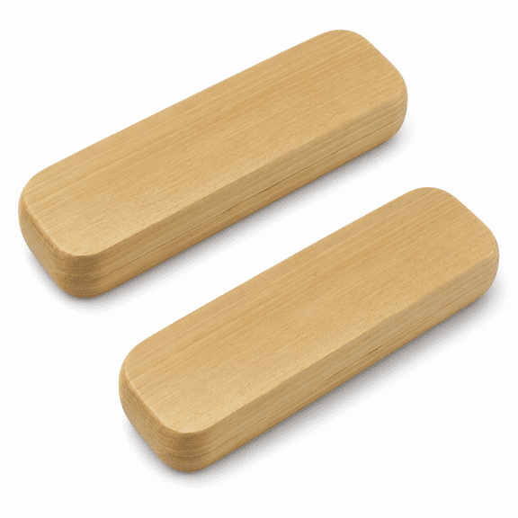 ABCISI Bamboo Pen Gift Boxes 2 Pcs Wooden Pen Holder Cases with Hinged Lid Single Pen Storage Display Box for Fountain Pens Office Desk Workspace Collection and Business Gift Presentation