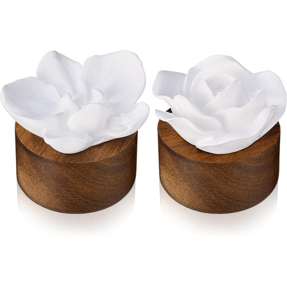 ABCISI 2 Pcs Ceramic Flower Diffuser, Mini Essential Oil Passive Diffuser, Orchid and Rose Shaped Ceramic Aromatherapy for Home Office Tabletops Bathroom Decorative, Ideal Gifts for Women Girls