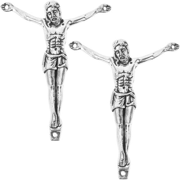 ABCISI 2 Pcs Jesus Crosses Crucifix Figurine, Religious Jesus Statue, Holy Catholic Sculpture for DIY Metal Wall Decor for Home Decor, Accessories for DIY Jewelry Making
