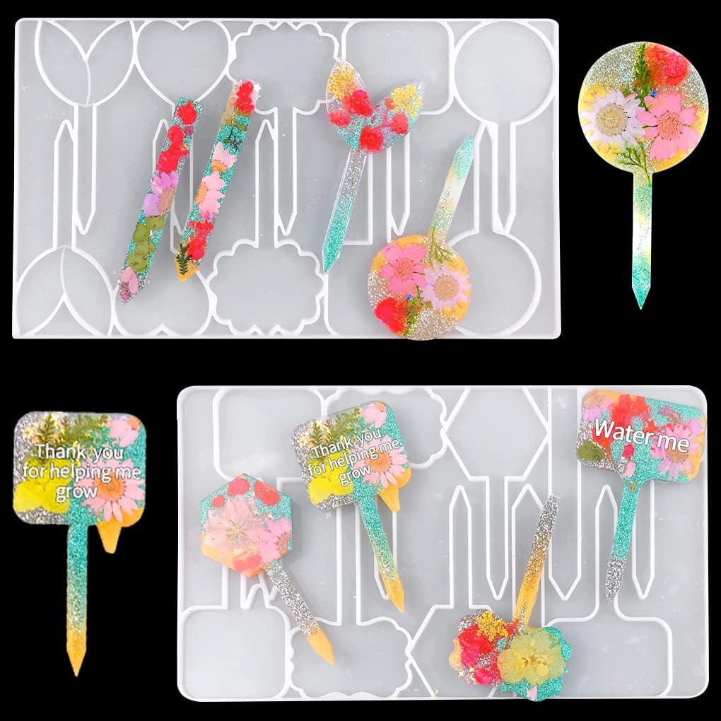 ABCISI 2 Pcs Plant Labels Resin Molds, Garden Markers Silicone Molds for Resin, Plant Tags Epoxy Resin Molds for Seed Potted Nursery Garden, T Shape