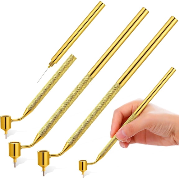 ABCISI 2 Pieces 0.5mm Detailing Fine Line Painting Pens, Gold Fluid Writer Paint Touch up Applicator Fine Line Pen for Rock Chips and Scratch Repair Tip Brass Construction