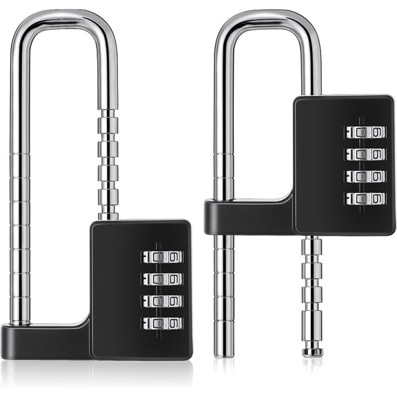 ABCISI 2 Pieces 4 Digit Combination Cabinet Lock, Long Code Combination Padlock for Gym School Lockers, Child Proof Code Sliding Locks for Fences, Drawers Closet, Black