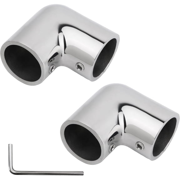 ABCISI 2-Way Pipe Fitting Elbow, Marine 316 Stainless 90 Degree Boat Hand Rail Fitting Elbow Pipe Connector O.D. Tube with L Shape Hex Key( 7/8 inch)