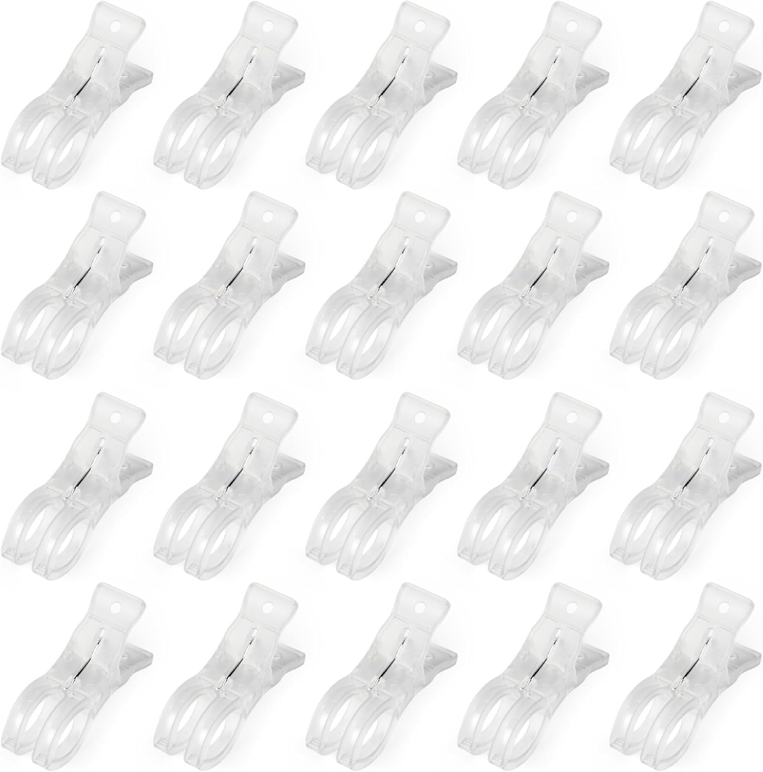 ABCISI 20 Pack Large Clips for Balloon Arch, Transparent Plastic 3.62 Inch Heavy Duty Balloon Arch Clips for Birthday Decoration Crafts Backdrop Beach, Clear Towel Spring Clamps