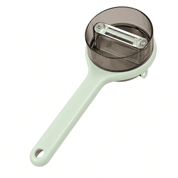 ABCISI Fruit and Vegetable Peeler with Storage Box, 7.87 Inch Double-Sided Stainless Steel Peeler with Catcher for Potatoes, Carrots, Cucumbers, Apples and Home Kitchen Use,Green 1