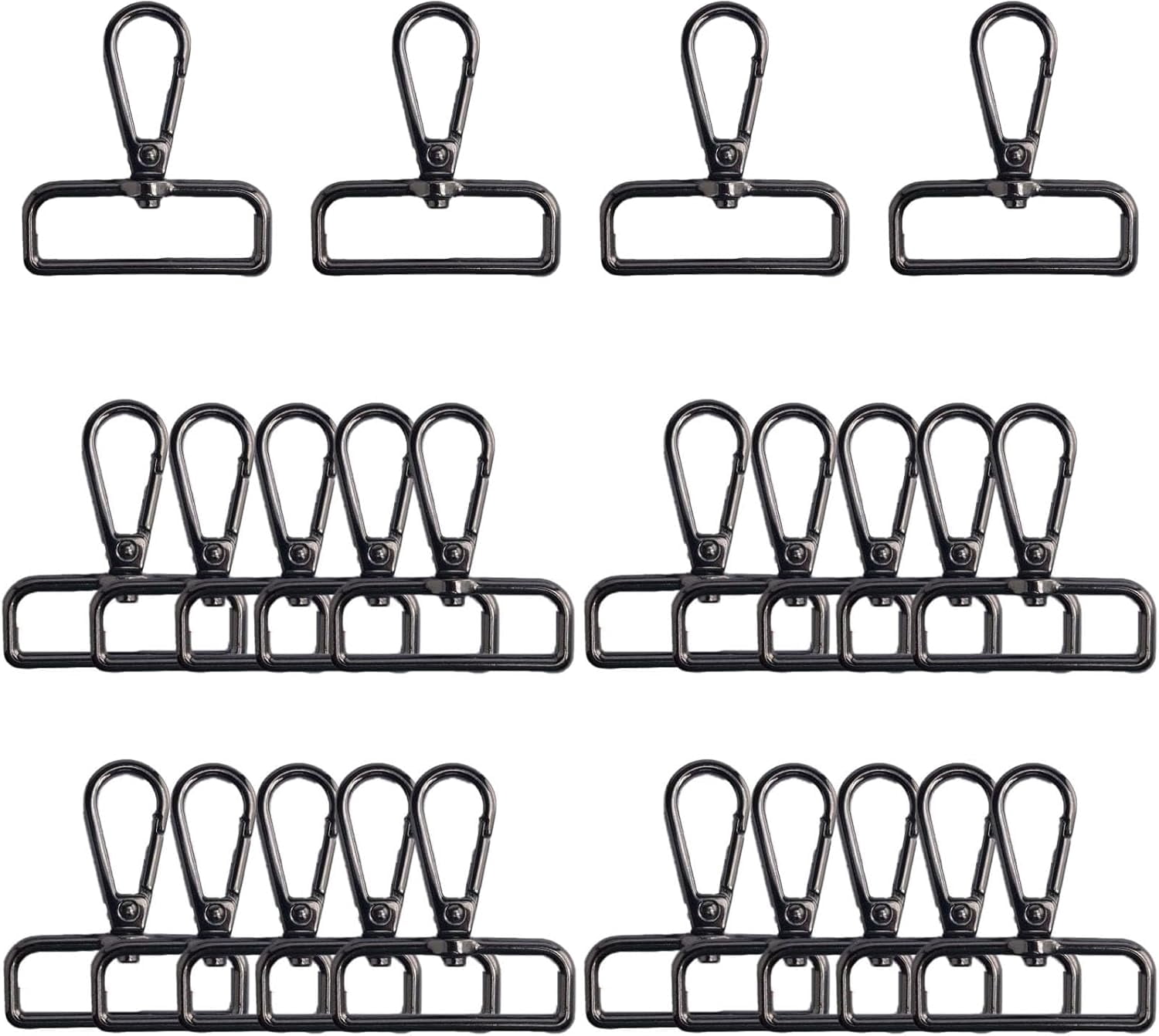 ABCISI 24 Pack Lobster Claw Swivel Clasps Metal D Ring Snap Hooks Lobster Trigger Lanyard Clasp Clips Hook for Keychain Jewelry DIY Crafts Purse Bag Making (1.5 Inch Gunmetal)