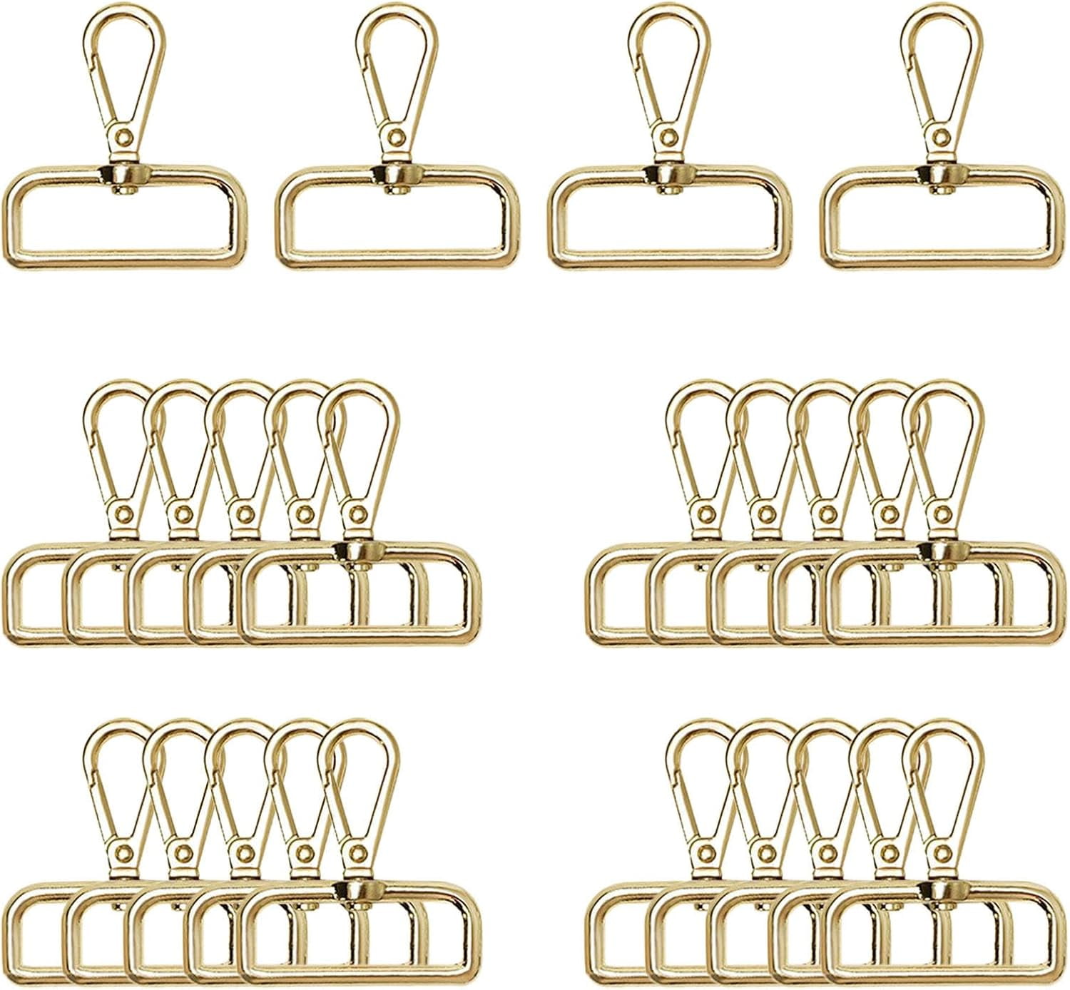 ABCISI 24 Pack Lobster Claw Swivel Clasps Metal D Ring Snap Hooks Lobster Trigger Lanyard Clasp Clips Hook for Keychain Jewelry DIY Crafts Purse Bag Making 1 1/2 Inch (1.5 Inch Gold)