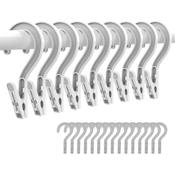 ABCISI 24pcs Laundry Hooks Clips, Plastic Clothes Hangers Pins, Super Strong Hanger Clips for Bathroom or Travel, Portable and Easy Storage, White