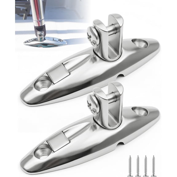 ABCISI 2PCS Boat Bimini Top Swivel Hinge, 316 Stainless Steel Quick Release Deck Side Mount Hinge, 360 Degree Rotation with Screws Marine Hardware