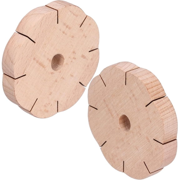 ABCISI 2PCS Bracelet Kit Board for Cord, Kumihimo Disk 8 Slots, Round Thread Square Weaving Plate Wood Plaited Disc Bracelet Tray Hair Beader Tool Rond Beading Cord Disc for Braided Weaving Board