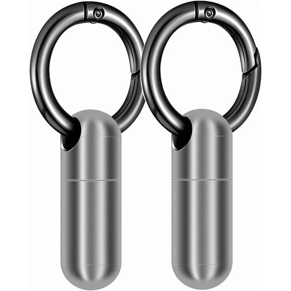 ABCISI 2PCS Micro Keychain Pill Holder, Portable Mini Size Titanium Alloy Pill Box Case, Waterproof & Lightweight Keychain Pill Container for Emergency Outdoor Travel Camping