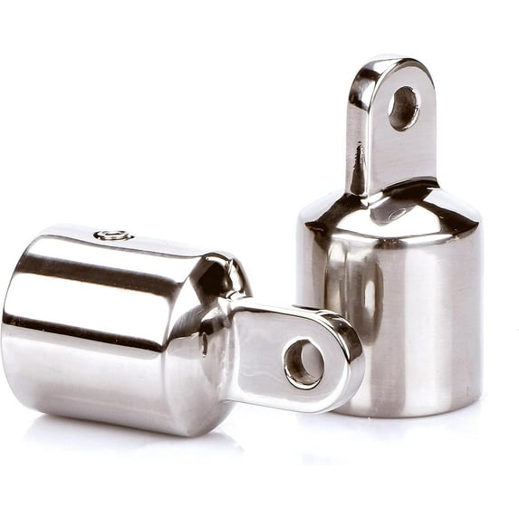 ABCISI 2PCS Pipe Eye End Cap, 316 Stainless Steel Bimini Top Cap Eye End / Canopy Tube End Marine Boat Yacht External Fitting Hardware (Size:7/8inch)