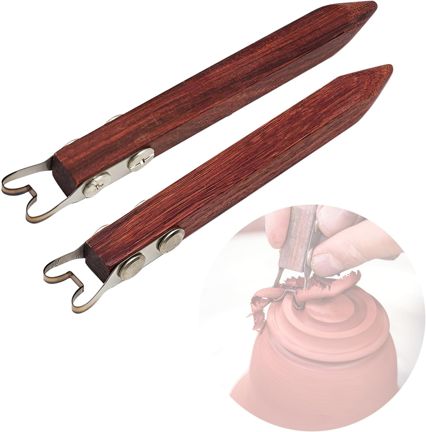 ABCISI 2PCS Pottery Foot Shaper, Sturdy Crafts Model Making Pottery Clay Trimming Sculpting Tool, DIY Pottery Carving Cutting Tools, Pottery Drag Tool for Clay Artists, 6mm/7mm