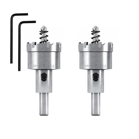 ABCISI 2Pcs 1 3/8 Inch|35mm Carbide Hole Saw Kit for Metal Hole Cutter Drill Bit with Pilot Drill Bit for Stainless Steel Sheets, Metal Tubes, Iron Plate(1 3/8 Inch Hole Saw)