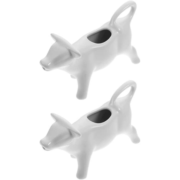 ABCISI 2Pcs Ceramic Creamer Pitcher Cow Shape Milk Jug Coffee Milk Creamer Pitcher Porcelain Cream Jugs Coffee Frothing Cup Steaming Cup 40ML