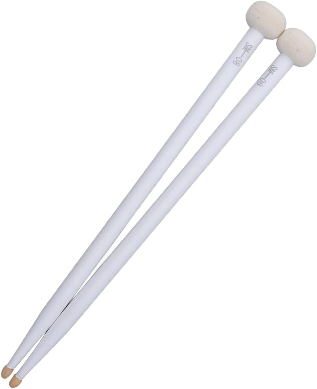 ABCISI 2Pcs Drum Mallet Kit, Non Slip Wooden Handle Felt Head Drum Sticks, For Bass Drums Timpani Snare Drums Performance Accessory, Percussion Instrument Practice Playing Drum Mallets (White)