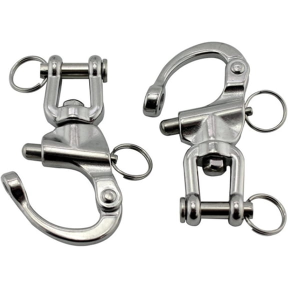 ABCISI 2Pcs Marine Swivel Snap Shackle, 316 Stainless Steel Quick Release Diving Clips Swivel Snap Hook for Sailboat Spinnaker Halyard Yacht (70mm, Silver)