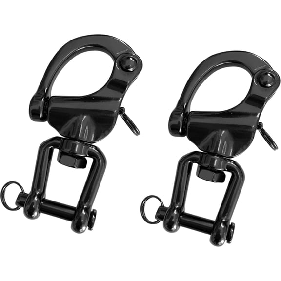 ABCISI 2Pcs Marine Swivel Snap Shackle, 316 Stainless Steel Quick Release Diving Clips Swivel Snap Hook for Sailboat Spinnaker Halyard Yacht (87mm, Black)