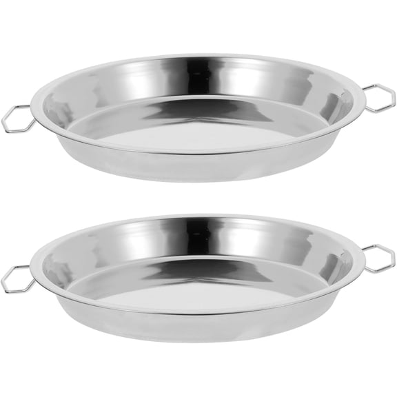 ABCISI 2Pcs Stainless Steel Steaming Tray and Hot Dish Plate 10 Inch Cold Noodle Making Tools Steamed Rice Tray Chinese Liangpi Steamer Pan Round Cake Pan Fruit Tray, Dishwasher Safe