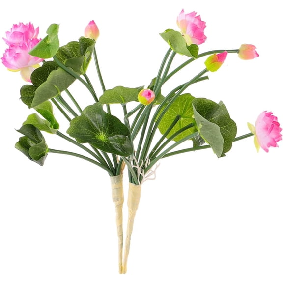 ABCISI 2pcs Artificial Lotus Flower Silk Decor for Home Arrangement Mini Faux Light Pink Flowers for Office Decoration for Relief