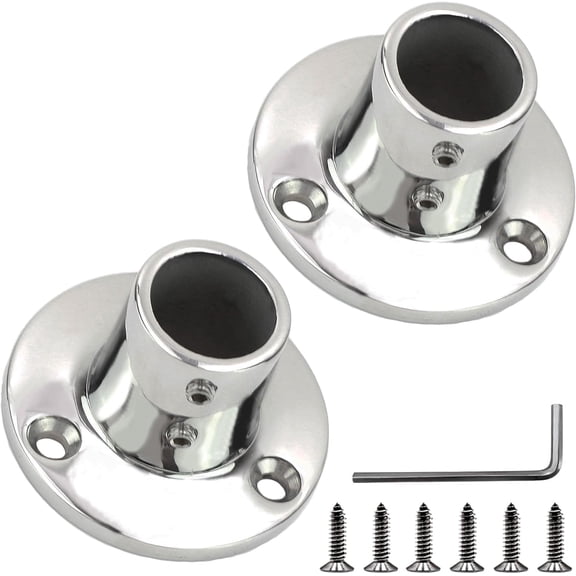 ABCISI 2pcs Boat Hand Rail Base, 316 Stainless Steel Marine Hardware Boat Handle Railing Fitting Pipe with Installation Accessories(90° 7/8 inch)