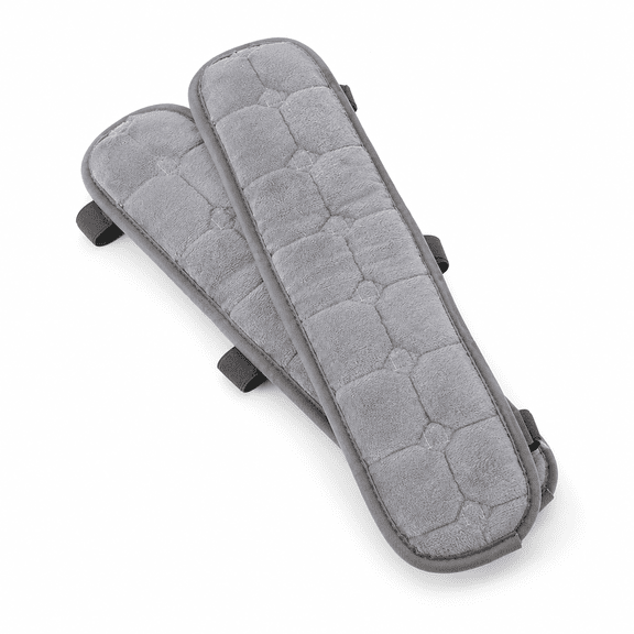 ABCISI Chair Armrest Pads, Soft Velvet Elbow Cushions with Elastic Straps, Removable Armrest Covers for Office, Gaming and Wheelchairs, 17.7 × 3.9 Inch, Gray, 2 Pcs