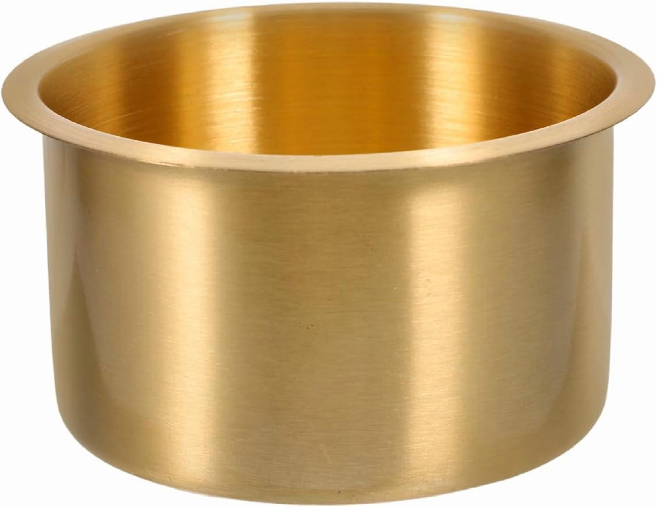 ABCISI 2pcs Copper Cup Holders for Storage, Stainless Steel with Brass Plating, Universal Drink Holders Fit Rvs Boats Cars and Trucks, 4.01 X 4.01 X 4.33 Inch, Gold