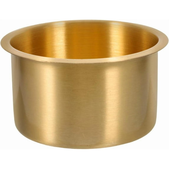 ABCISI 2pcs Copper Cup Holders for Storage, Stainless Steel with Brass Plating, Universal Drink Holders Fit Rvs Boats Cars and Trucks, 4.01 X 4.01 X 4.33 Inch, Gold