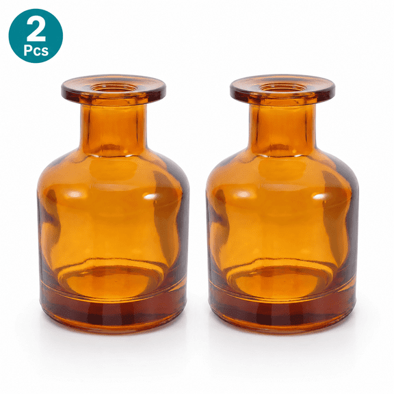 ABCISI Diffuser Bottles, 100 ml Amber Glass Fragrance Containers, Refillable Empty Aromatherapy Jars for Essential Oils, Home, Office, Bathroom and DIY Décor, 2 Pcs, Brown