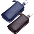 thumbnail image 1 of ABCISI 2pcs Elegant Leather Key Holder Organizer, Multi-Functional Zippered Key Case, Durable and Portable Cowhide Design for Practical Storage for Men and Women, 1 of 9