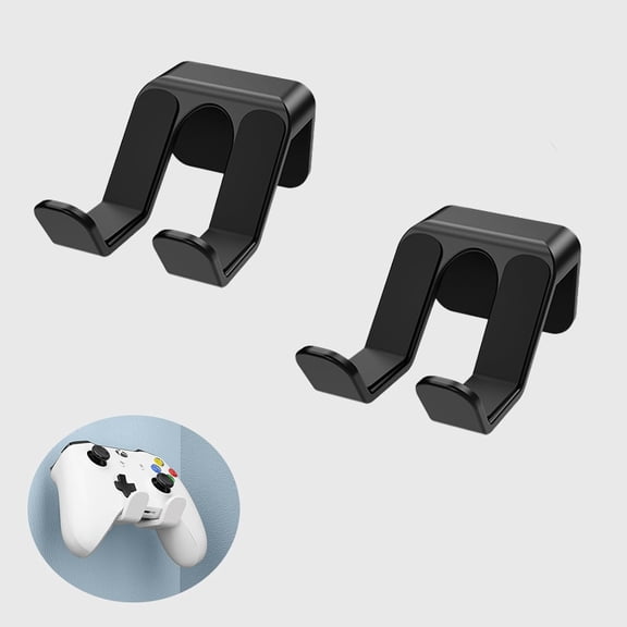 ABCISI 2pcs Gaming Controller Holder Wall Mount, Gamepad Rack Controllers Holder  for Xbox Series XS, PS5 PS4 Switch Proand, PC Gaming Accessories with Stable 3M Adhesive(Black)
