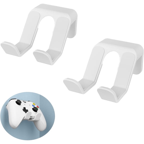 ABCISI 2pcs Gaming Controller Holder Wall Mount, Gamepad Rack Controllers Holder  for Xbox Series XS, PS5 PS4 Switch Proand, PC Gaming Accessories with Stable 3M Adhesive(White)