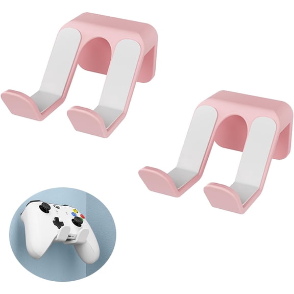 ABCISI 2pcs Gaming Controller Holder Wall Mount, Gamepad Rack Controllers Holder  for Xbox Series XS, PS5 PS4 Switch Proand, PC Gaming Accessories with Stable 3M Adhesive(Pink)