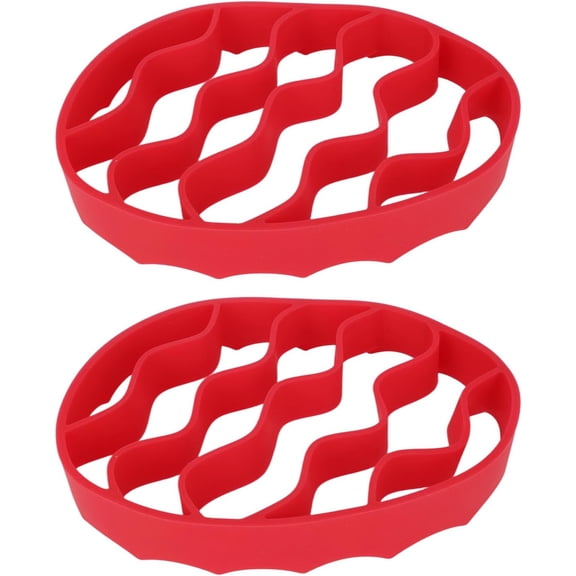 ABCISI 2pcs Silicone Cooker Racks, Oval Silicone Steamer Roasting Cooking Slow Steam Pan Roaster Racks Insert Multi-Use Kitchen Accessories Compatible with Instant Pot 5,6,8 Qt & Most Cookers (Red)