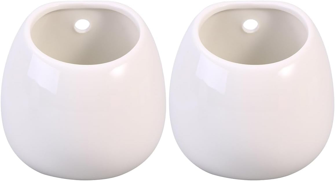 ABCISI 2pcs Tillandsia Air Planter Small Hanging Plant Wall Plant Containers Ceramic Hanging Planters Ceramic Vase Pot Ceramic Pots Hanging Vase Hanging Pot Woman White Mini Ceramic Basin